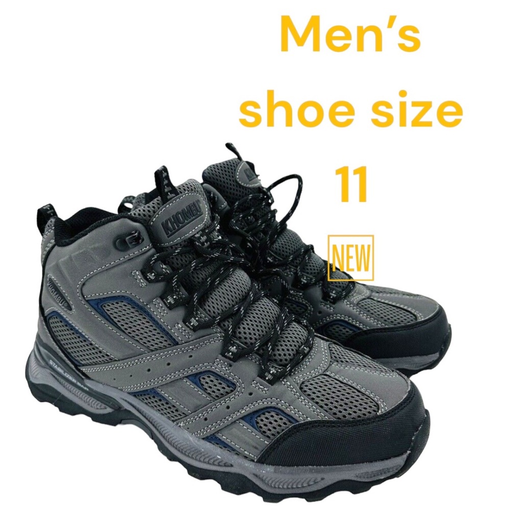 Men’s KHOMBU Luke Hikers 11 Shoe Boots Gray Memory Foam Durable Outsole NWT - Picture 1 of 8